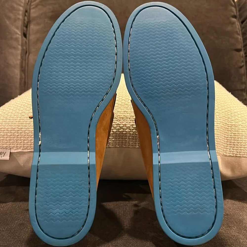 Just Like Sebago’s !! Froats Brown Nubuck Leather W/Blue Rubber Soles Boat Shoes